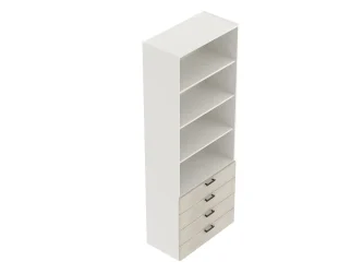 80 cm széles, 6 rendező magas, 4 fiókos
