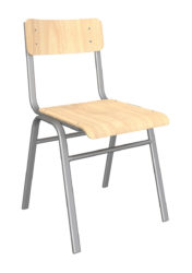 School chair with varnished plywood