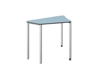 Concave shaped table with 2 castors