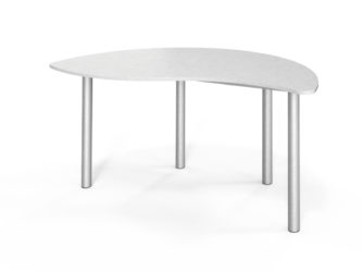 Semicircular table with leveling feet