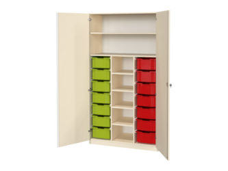 Classroom storage cabinet with lockable doors