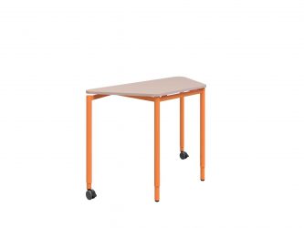 laminált asztallap, kerekített, állítható, rakásolható, sorolható2 db fékezhető görgővel