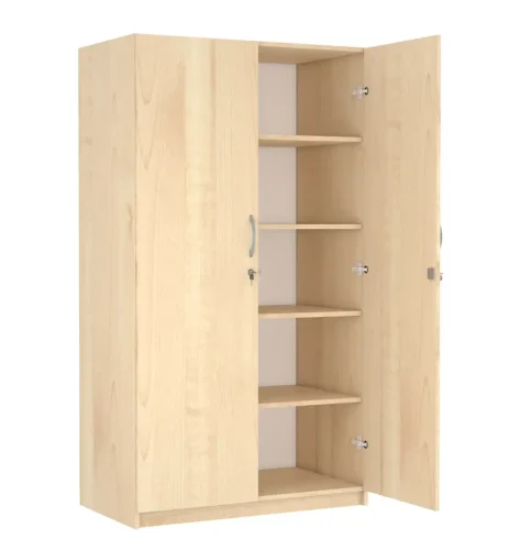 18 mm-es laminált bútorlap korpusz, 2 ajtós klasszikus szekrény, polcokkal
